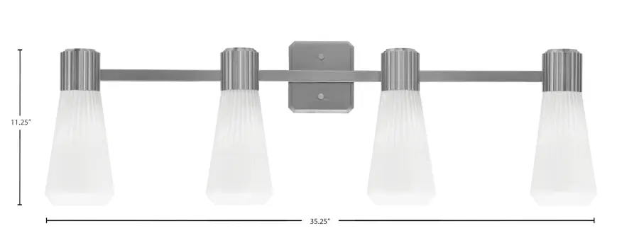 Everleigh 4-Light Bath Bar in Graphite with White Opal Ribbed Glass - Image 2