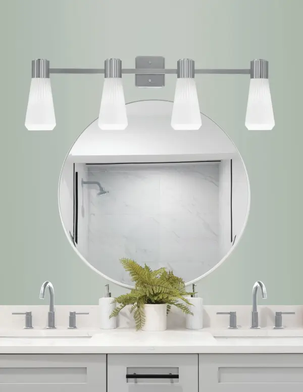 Everleigh 4-Light Bath Bar in Graphite with White Opal Ribbed Glass - Image 3