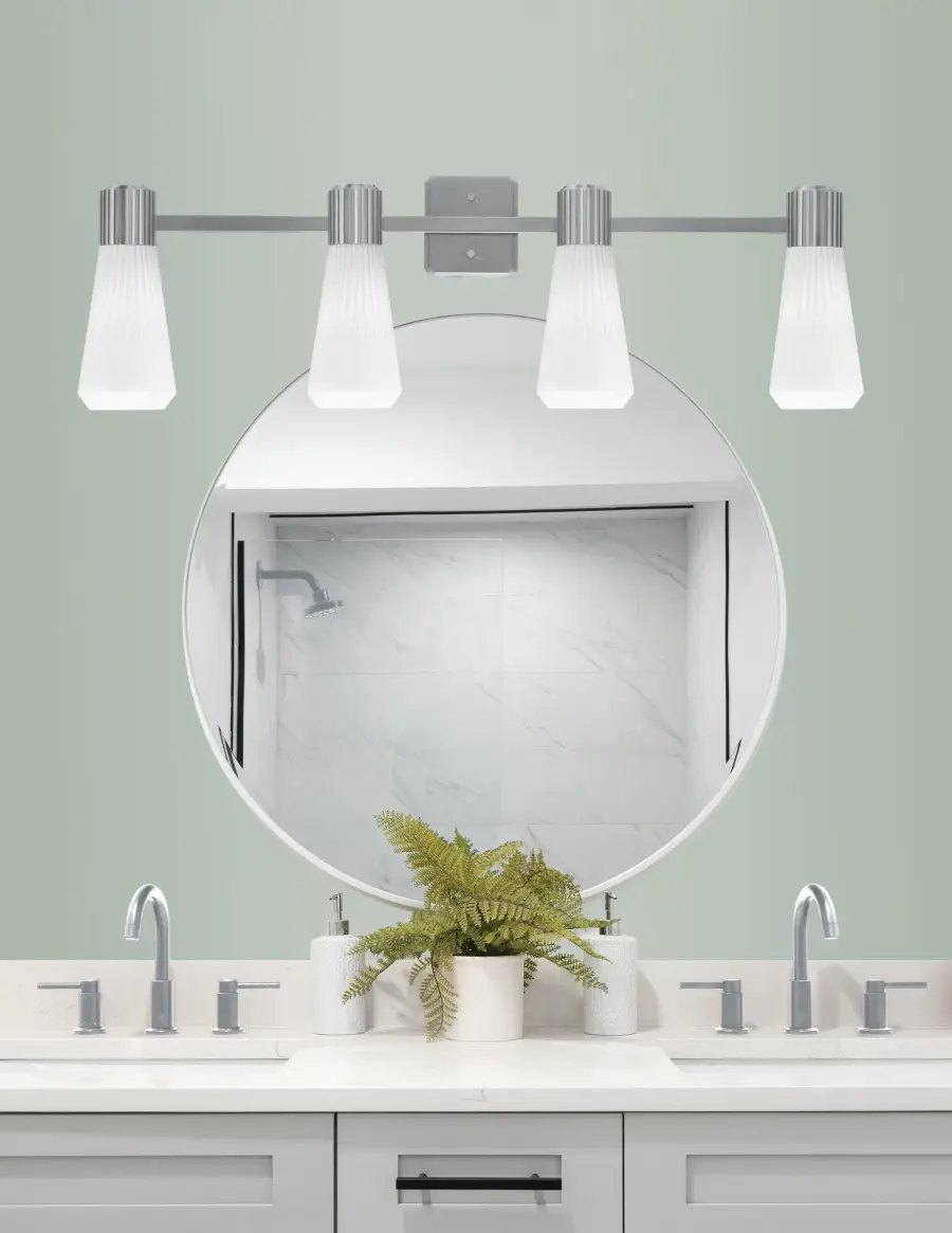 Everleigh 4-Light Bath Bar in Graphite with White Opal Ribbed Glass - Image 3