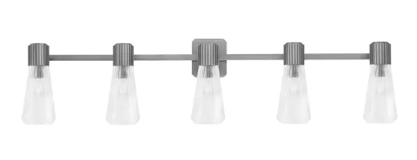 Everleigh 5 Light Bath Bar in Graphite with Clear Ribbed Glass - Image 1