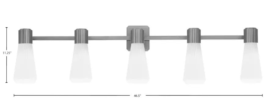 Everleigh 5 Light Bath Bar in Graphite with White Opal Ribbed Glass - Image 2
