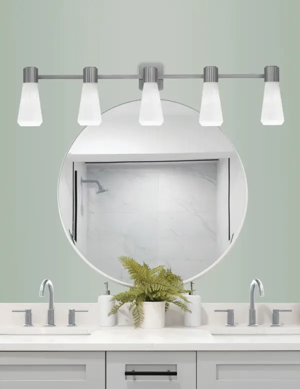 Everleigh 5 Light Bath Bar in Graphite with White Opal Ribbed Glass - Image 3