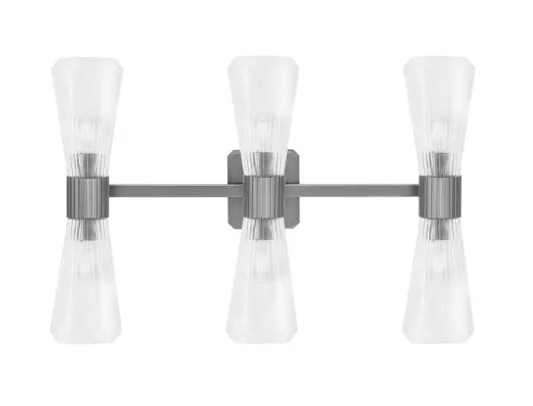 Everleigh 6 Light Bath Bar in Graphite with Clear Ribbed Glass - Image 1