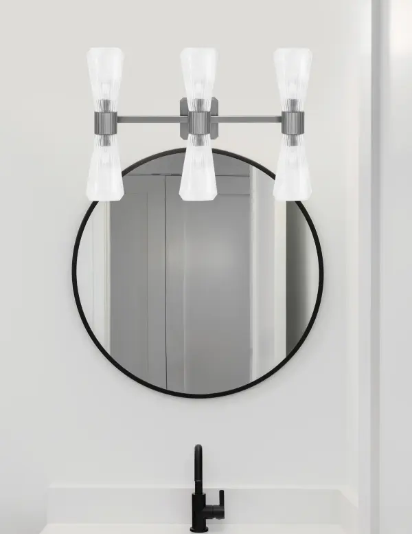Everleigh 6 Light Bath Bar in Graphite with Clear Ribbed Glass - Image 3