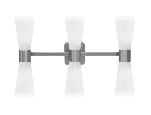 Everleigh 6 Light Bath Bar in Graphite with White Opal Ribbed Glass - Image 1