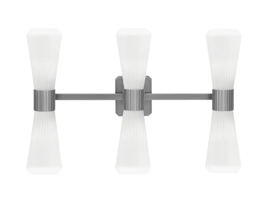 Everleigh 6 Light Bath Bar in Graphite with White Opal Ribbed Glass - Image 1