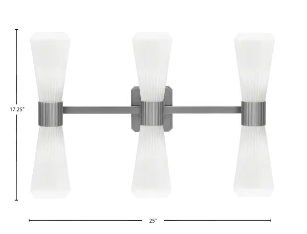 Everleigh 6 Light Bath Bar in Graphite with White Opal Ribbed Glass - Image 2