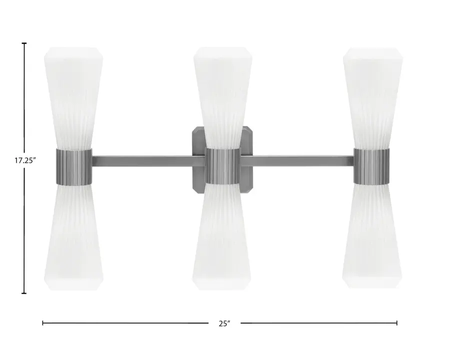 Everleigh 6 Light Bath Bar in Graphite with White Opal Ribbed Glass - Image 2