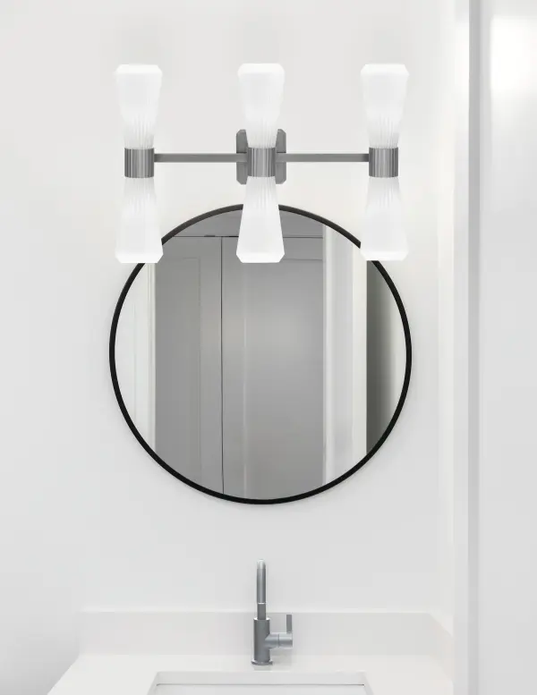 Everleigh 6 Light Bath Bar in Graphite with White Opal Ribbed Glass - Image 3