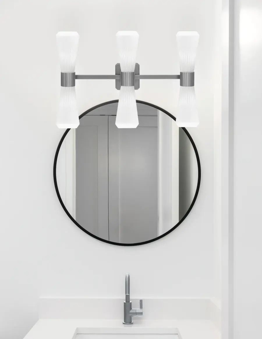 Everleigh 6 Light Bath Bar in Graphite with White Opal Ribbed Glass - Image 3