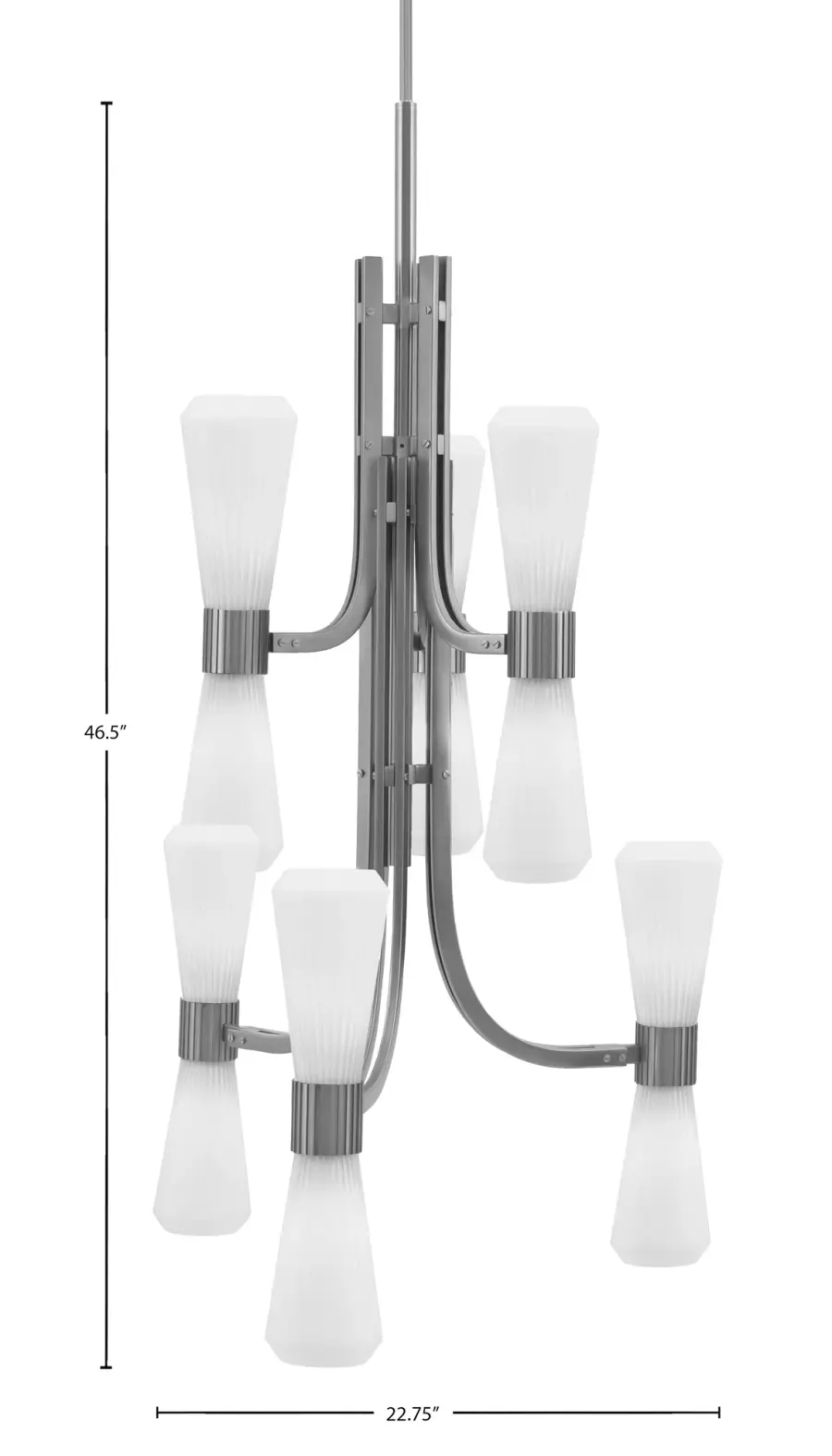 Everleigh 12 Light Chandelier in Graphite with White Opal Glass - Image 2