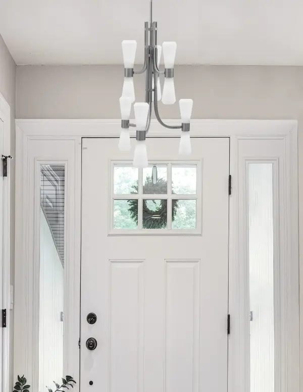 Everleigh 12 Light Chandelier in Graphite with White Opal Glass - Image 3