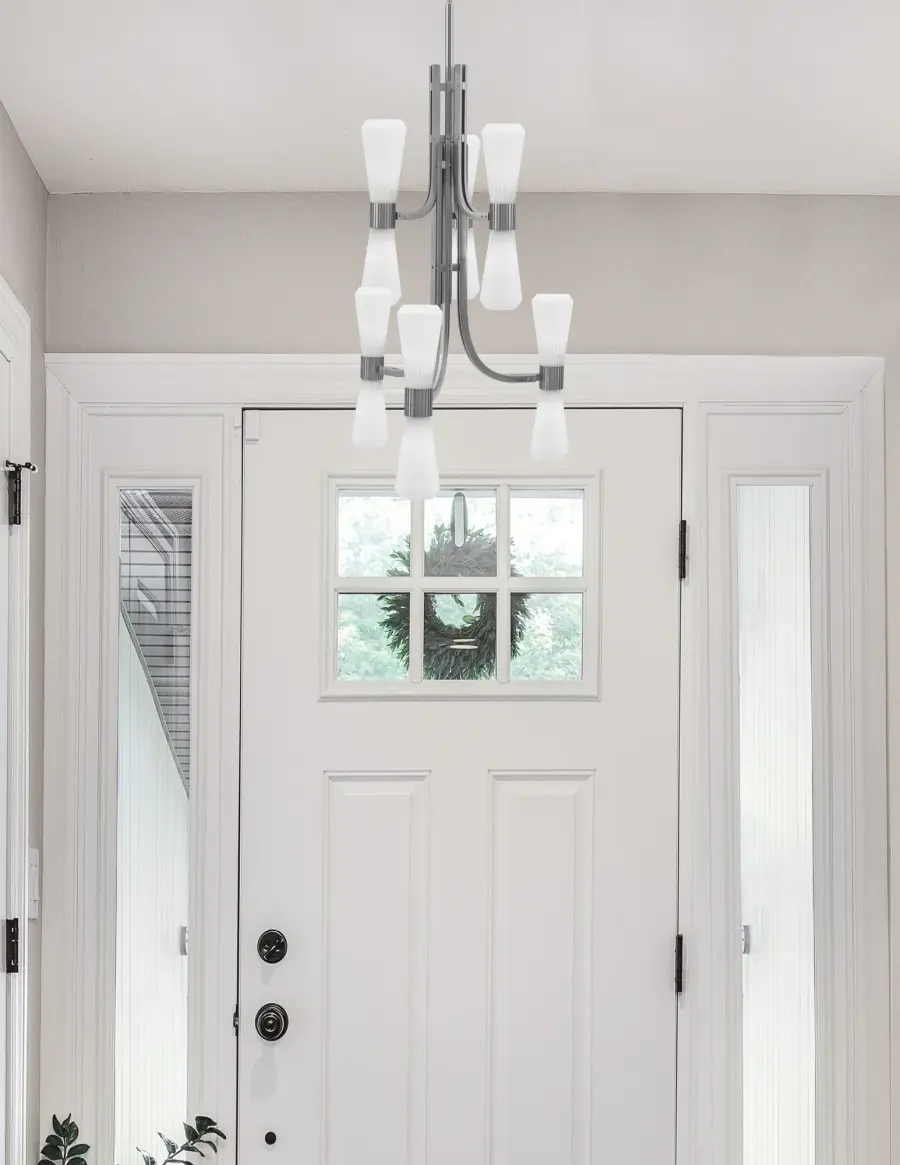 Everleigh 12 Light Chandelier in Graphite with White Opal Glass - Image 3