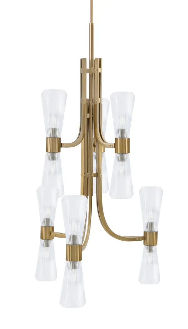 Everleigh 12 Light Chandelier with Clear Ribbed Glass - Image 1
