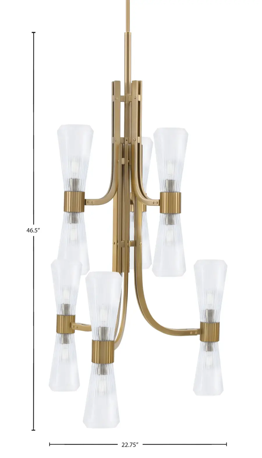Everleigh 12 Light Chandelier with Clear Ribbed Glass - Image 2