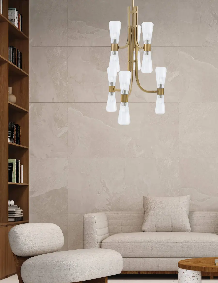 Everleigh 12 Light Chandelier with Clear Ribbed Glass - Image 3