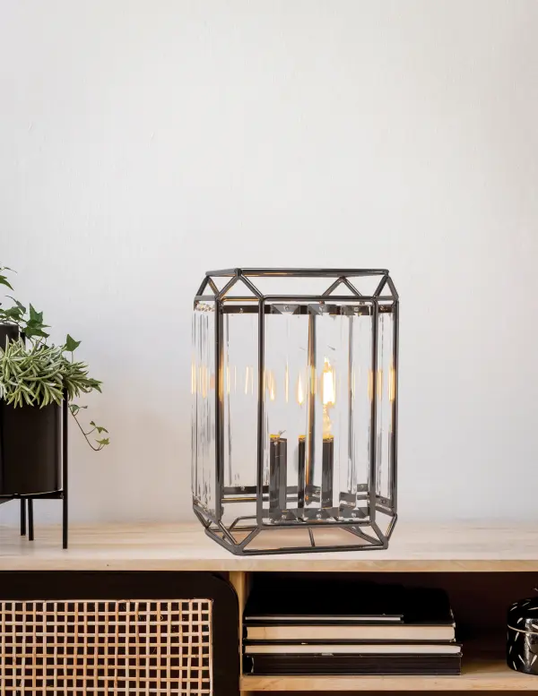 The Genesis Accent Lamp delivers contemporary style in a compact 6.75" footprint. Its black chrome finish adds sophisticated contrast while the included 3W LED bulb provides efficient illumination with dimming capability. - alternate view