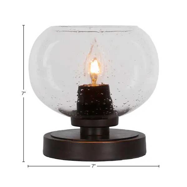 The Luna Accent Lamp combines sophisticated design with functional lighting. Its Dark Granite finish and unique 7" clear bubble glass shade create visual interest while providing warm ambient light for any space. - alternate view