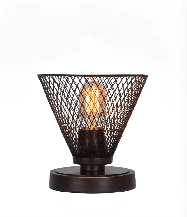 The Luna Accent Lamp combines industrial style with modern functionality. Its distinctive dark granite mesh cone shade creates ambient lighting while the compact 7" size makes it perfect for smaller spaces and accent lighting needs.