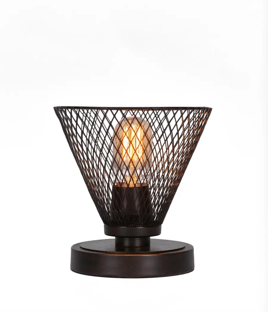 Luna Accent Table Lamp with Dark Granite Mesh Cone Shade - Image 1