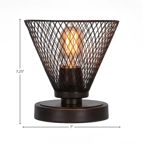 The Luna Accent Lamp combines industrial style with modern functionality. Its distinctive dark granite mesh cone shade creates ambient lighting while the compact 7" size makes it perfect for smaller spaces and accent lighting needs. - alternate view