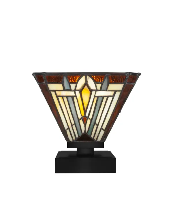 The Luna Accent Lamp combines modern matte black styling with a distinctive 7-inch square Tahoe art glass shade. At 8.5 inches tall, it's perfectly sized for accent lighting on nightstands, end tables, or desks.