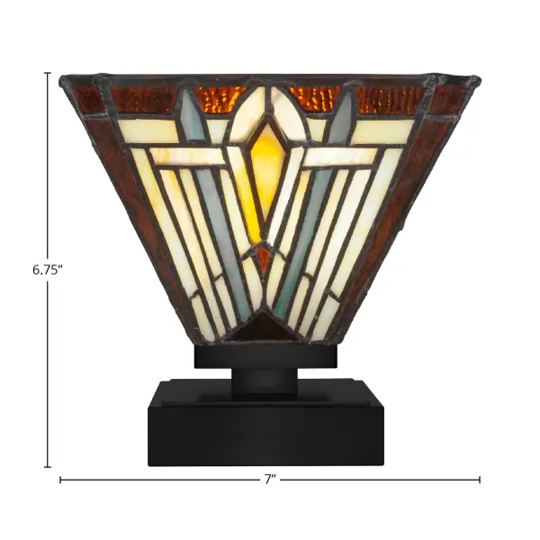 The Luna Accent Lamp combines modern matte black styling with a distinctive 7-inch square Tahoe art glass shade. At 8.5 inches tall, it's perfectly sized for accent lighting on nightstands, end tables, or desks. - alternate view