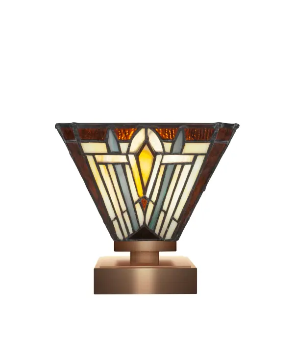 The Luna Accent Lamp combines modern elegance with artistic flair through its New Age Brass finish and distinctive 7-inch square Tahoe art glass shade. Compact yet impactful, this versatile lamp creates ambient lighting perfect for intimate spaces.