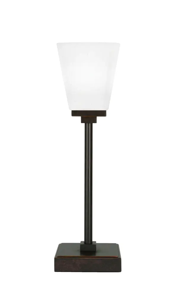 The Luna Accent Lamp combines modern sophistication with practical design. Its dark granite finish and white muslin glass shade create warm, diffused lighting perfect for intimate spaces. Compact at 16" tall, it's ideal for nightstands and side tables.