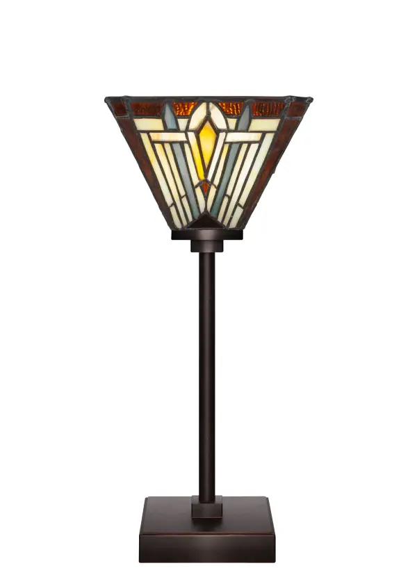 The Luna Accent Lamp combines modern sophistication with artisanal craftsmanship. Its Dark Granite finish and 7" square Tahoe art glass shade create warm, diffused lighting perfect for intimate spaces.