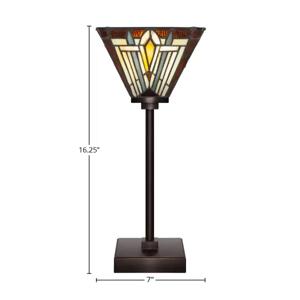 The Luna Accent Lamp combines modern sophistication with artisanal craftsmanship. Its Dark Granite finish and 7" square Tahoe art glass shade create warm, diffused lighting perfect for intimate spaces. - alternate view