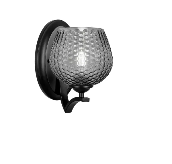 Zilo Wall Sconce - Matte Black with Smoke Textured Glass - Image 1