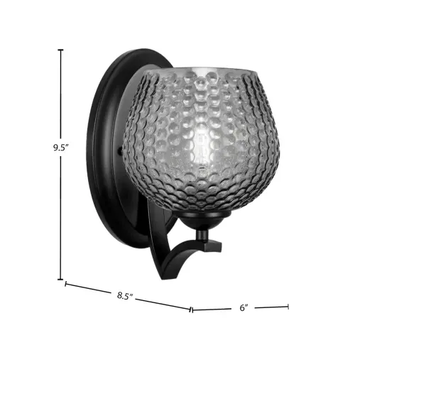 Zilo Wall Sconce - Matte Black with Smoke Textured Glass - Image 2
