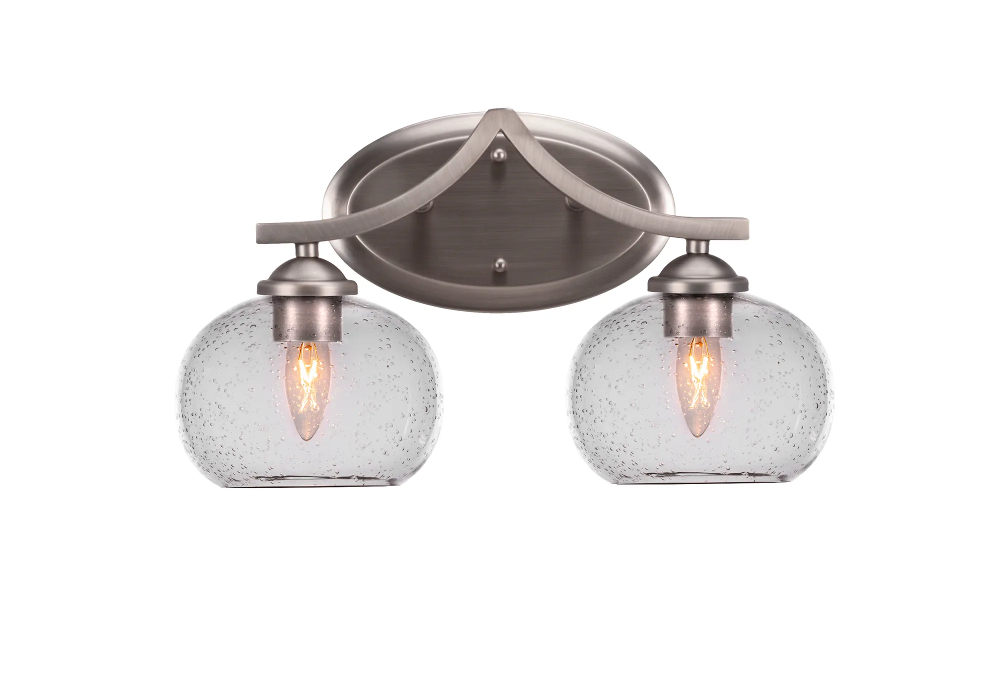 Zilo 2-Light Bath Bar in Graphite with Clear Bubble Glass