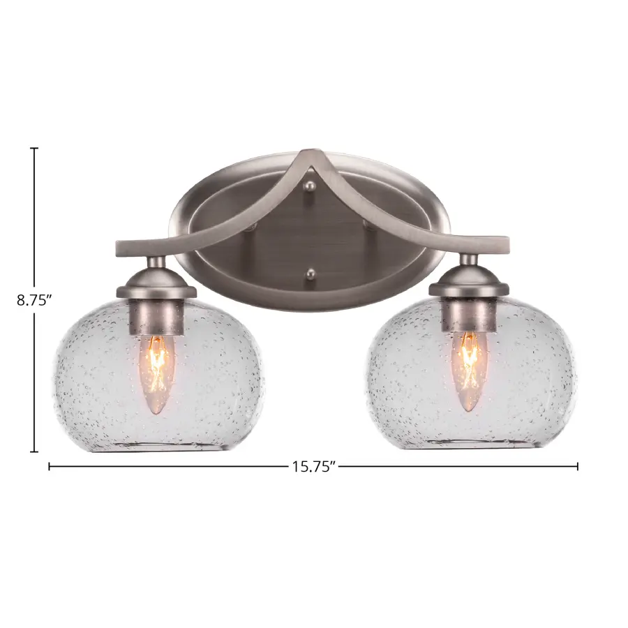 Zilo 2-Light Bath Bar in Graphite with Clear Bubble Glass - Image 2