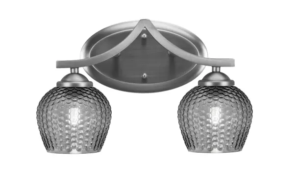 Zilo 2-Light Bath Bar in Graphite with Smoke Textured Glass - Image 1
