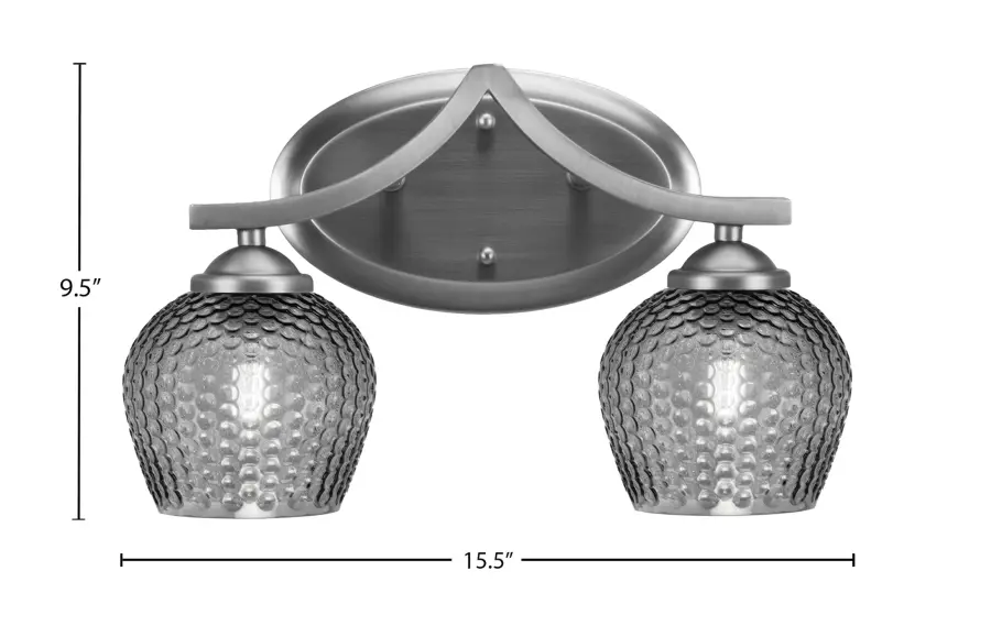 Zilo 2-Light Bath Bar in Graphite with Smoke Textured Glass - Image 2