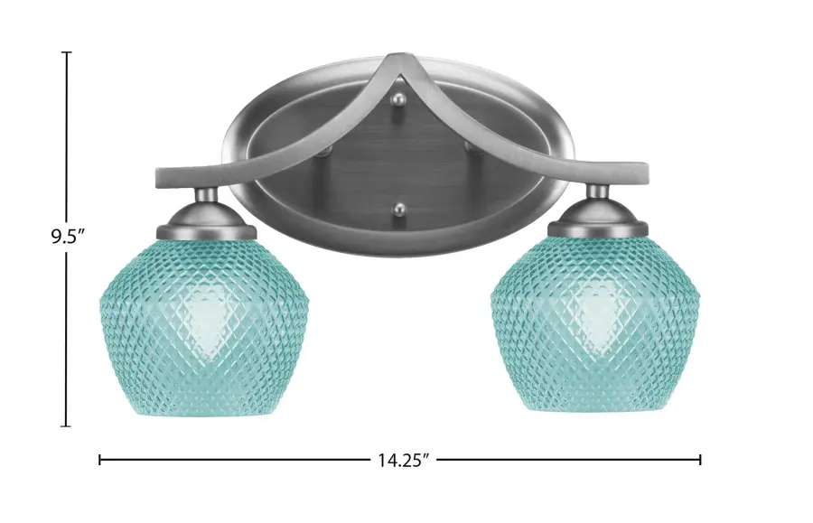 Zilo 2 Light Bath Bar in Graphite with Turquoise Glass - Image 2