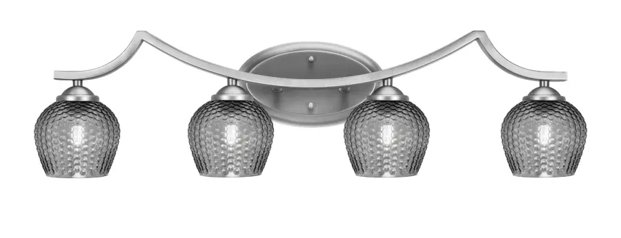 Zilo 4-Light Bath Bar in Graphite with Smoke Textured Glass - Image 1