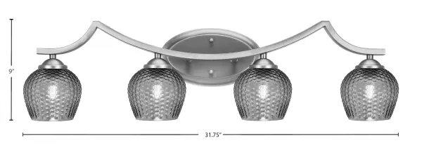 Zilo 4-Light Bath Bar in Graphite with Smoke Textured Glass - Image 2