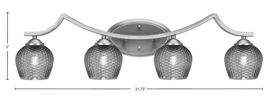 Zilo 4-Light Bath Bar in Graphite with Smoke Textured Glass - Image 2