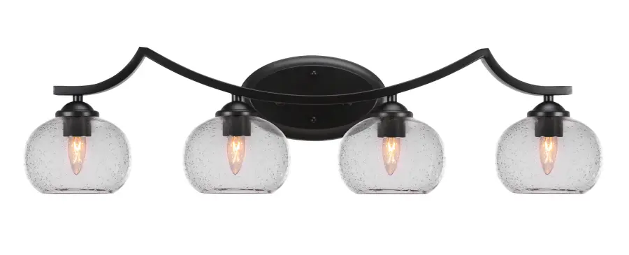 Zilo 4 Light Bath Bar in Matte Black with Clear Bubble Glass - Image 1
