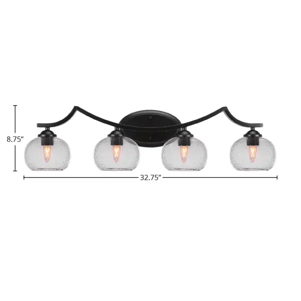 Zilo 4 Light Bath Bar in Matte Black with Clear Bubble Glass - Image 2