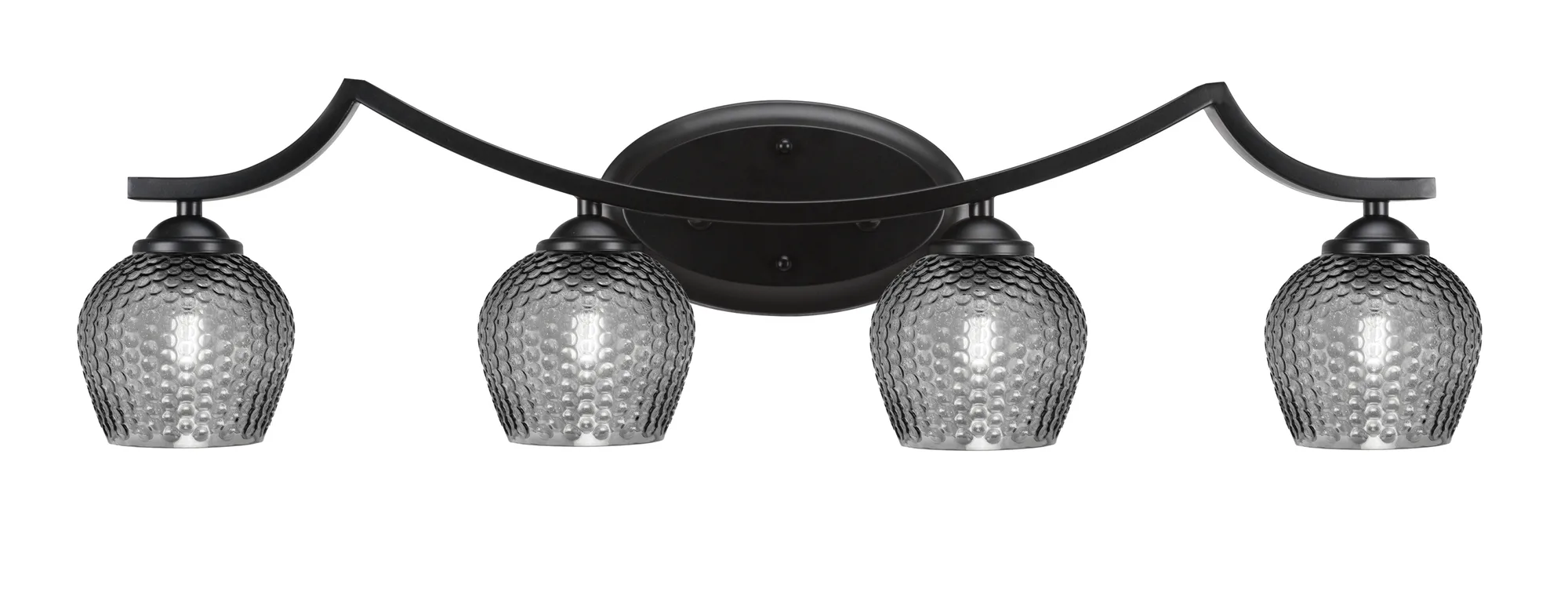 Zilo 4 Light Bath Bar in Matte Black with Smoke Textured Glass