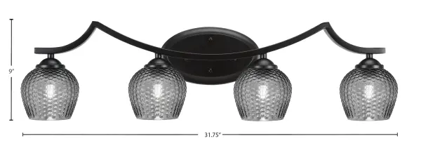 Zilo 4 Light Bath Bar in Matte Black with Smoke Textured Glass - Image 2