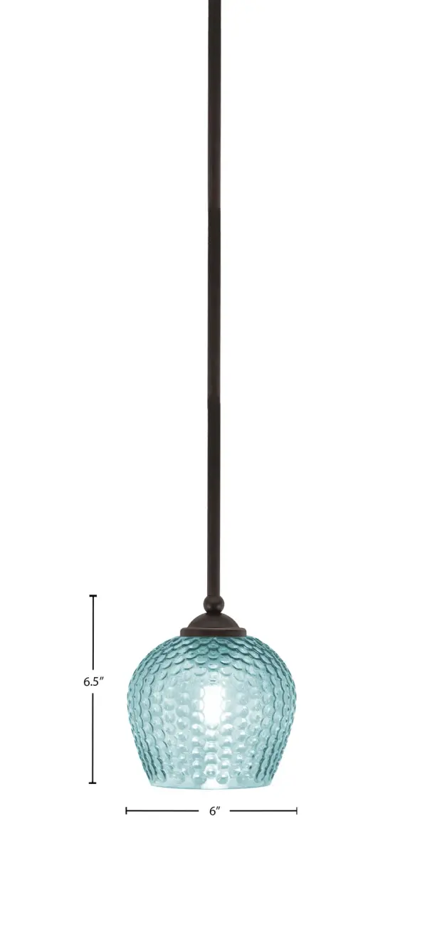 Zilo Stem Hung Mini Pendant with Turquoise Textured Glass - Image 2