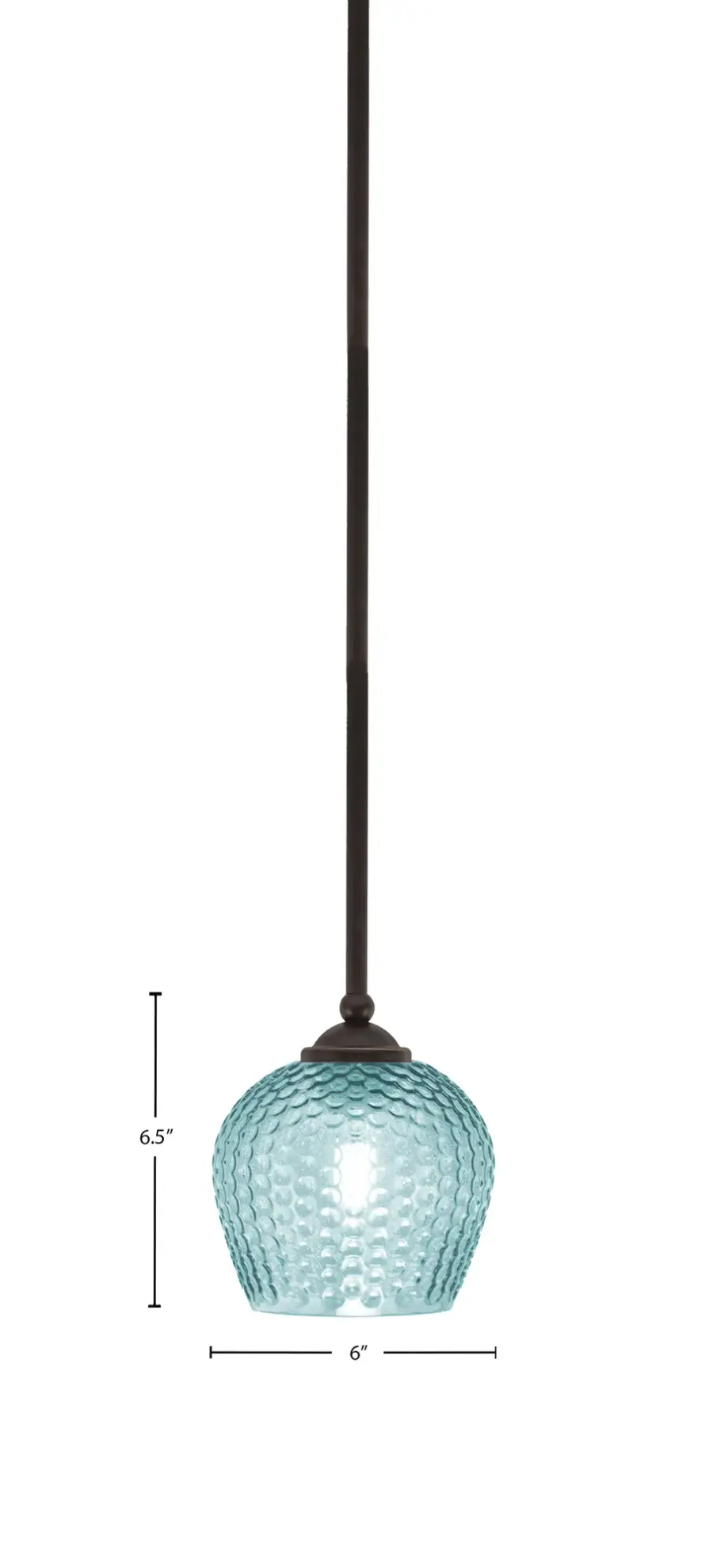 Zilo Stem Hung Mini Pendant with Turquoise Textured Glass - Image 2