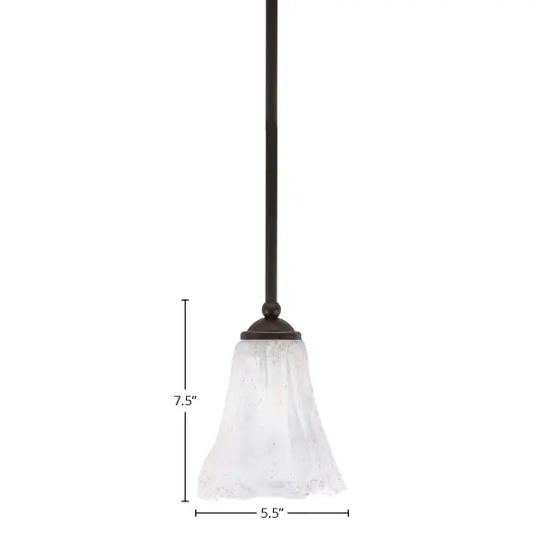 The Zilo Mini Pendant combines sophisticated Dark Granite finish with beautiful fluted Italian Ice glass for soft, ambient lighting. Its compact 5.5" size and extensive height adjustability make it perfect for various spaces. - alternate view