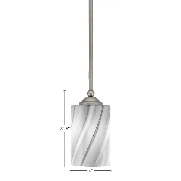 Zilo Stem Mini Pendant with Onyx Swirl Glass - Image 2