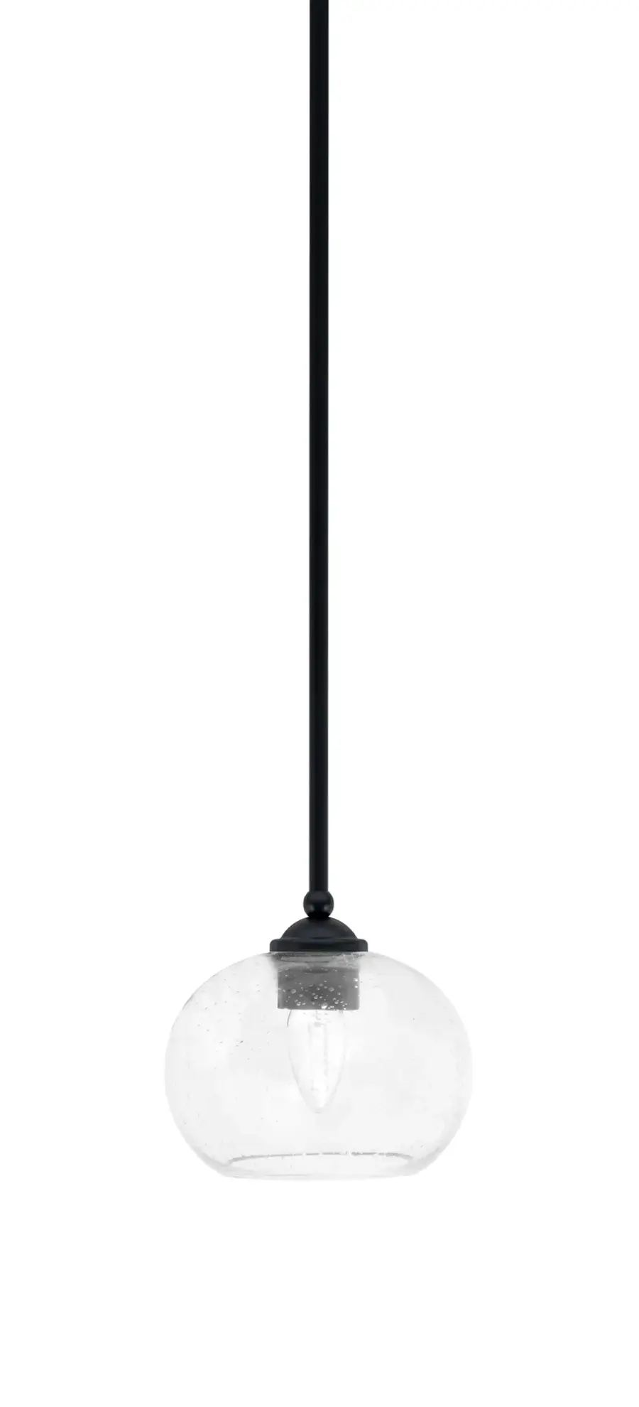 Zilo Mini Pendant in Matte Black with Clear Bubble Glass